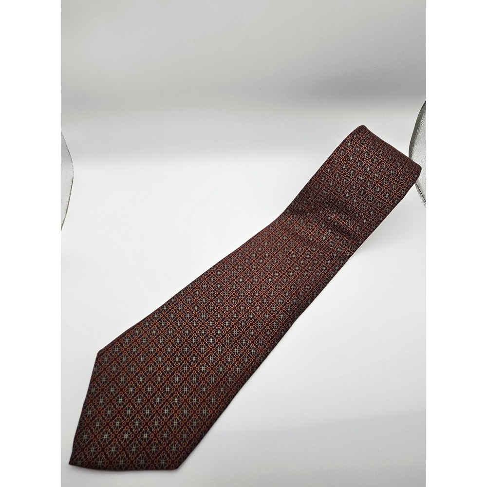 Jos. A. Bank Mens Silk Tie Burgundy Geometric Corporate Collection USA Made